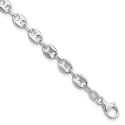 Luxury Giftware by Jere Sterling Silver Rhodium-plated 7.25" with 0.5" extender Fancy Link Bracelet