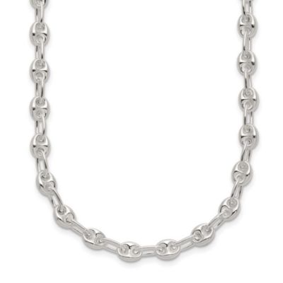 Luxury Giftware by Jere Sterling Silver Polished Fancy Link Necklace, White, 7.5 in
