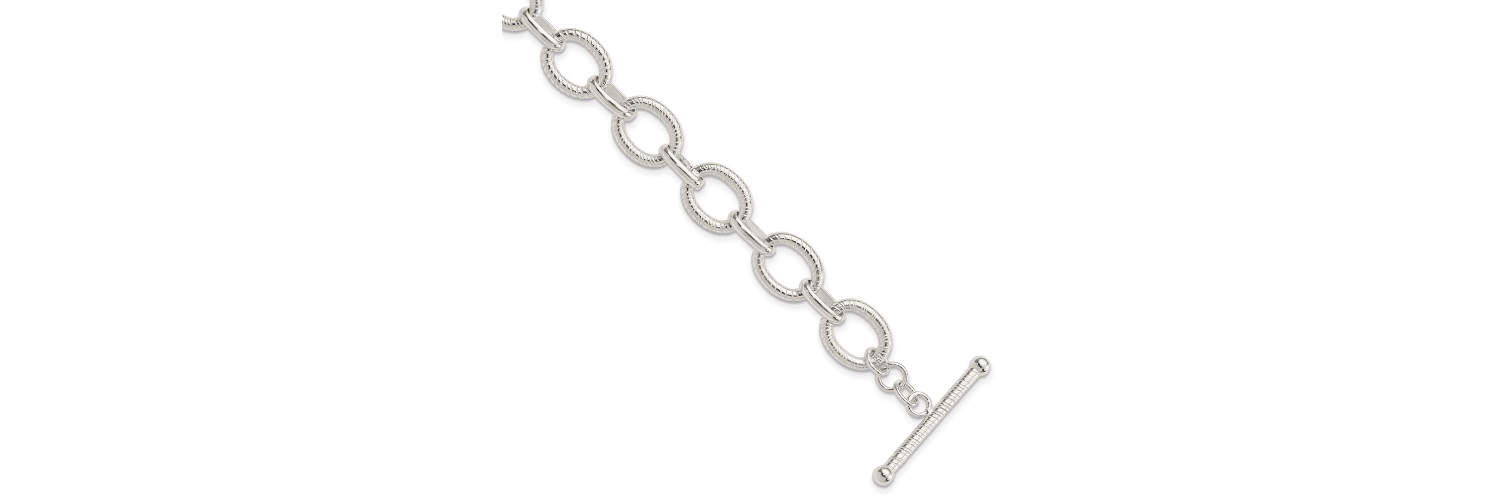 Sterling Silver Polished Fancy Link Necklace