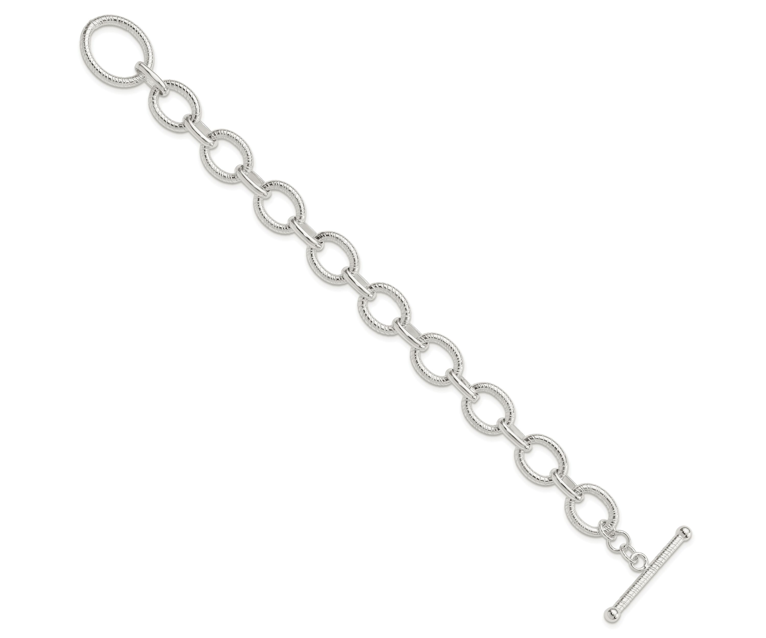 Sterling Silver Polished Fancy Link Necklace