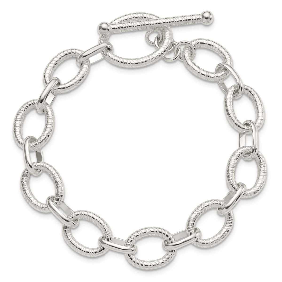 Sterling Silver Polished Fancy Link Necklace