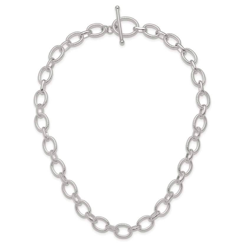 Sterling Silver Polished Fancy Link Necklace