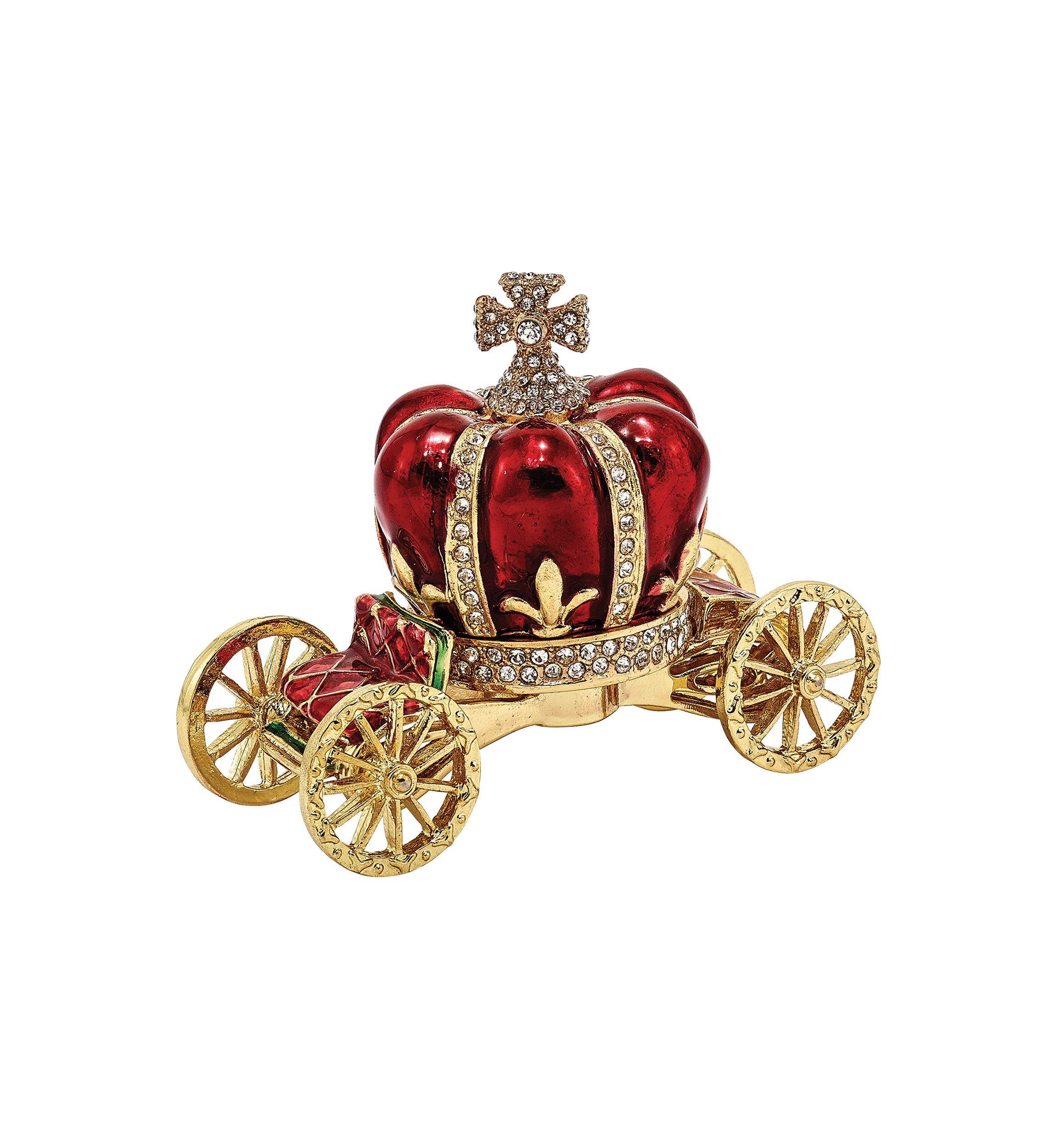 Bejeweled HER MAJESTYS CROWN Carriage Trinket Box