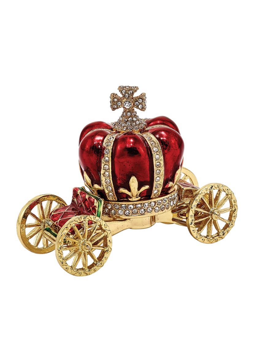 Bejeweled HER MAJESTYS CROWN Carriage Trinket Box