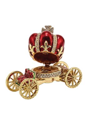 Bejeweled HER MAJESTY'S CROWN Carriage Trinket Box