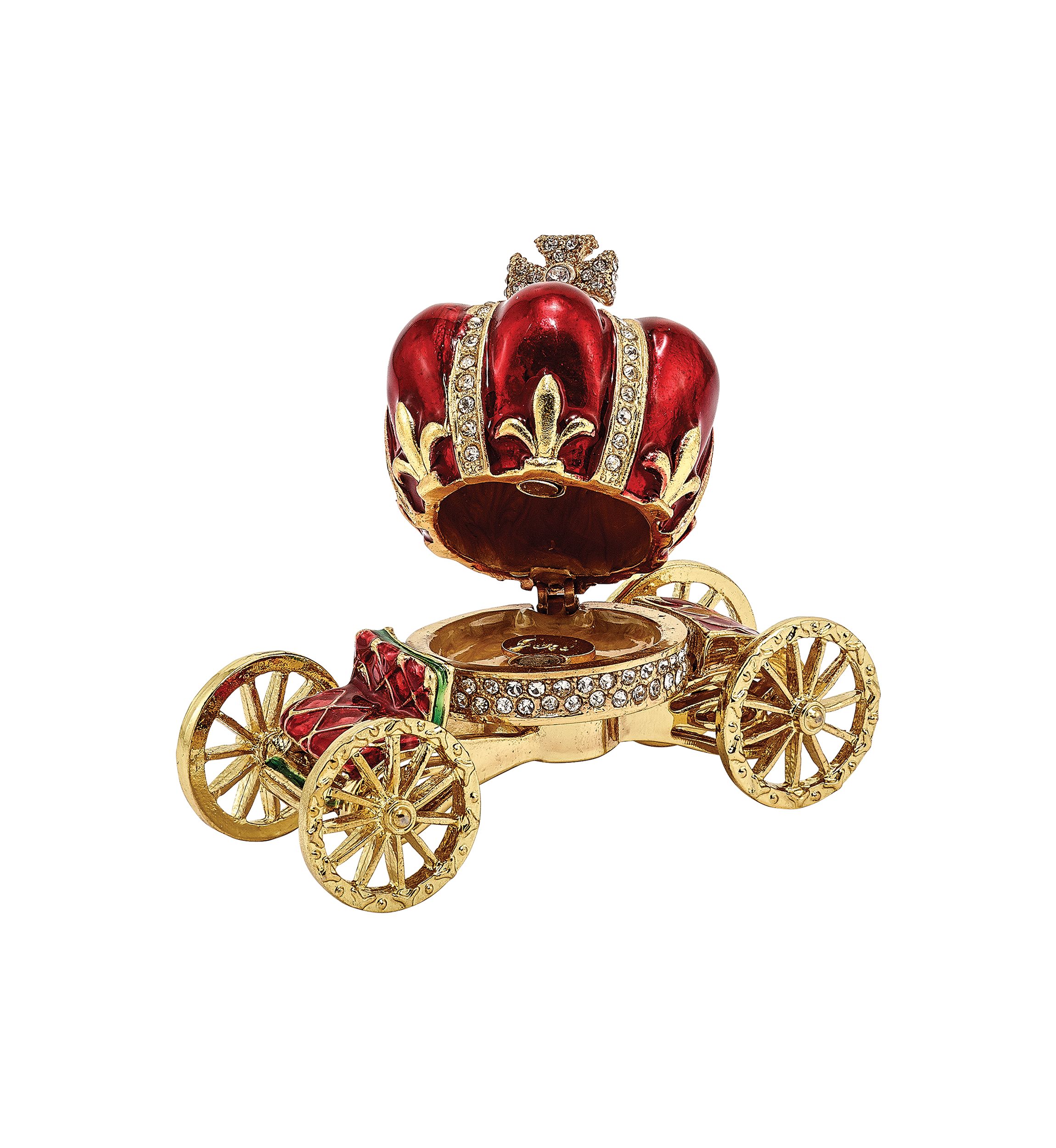 Bejeweled HER MAJESTYS CROWN Carriage Trinket Box