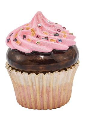 Luxury Giftware by Jere Bejeweled BERRIES 'N CRÈME Chocolate Cupcake Trinket Box, Brown