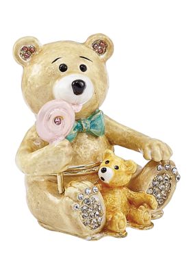 Luxury Giftware by Jere Bejeweled LOLLY BEARS Teddy Bears Trinket Box, Yellow