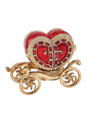 Bejeweled Scarlet Heart Carriage Trinket Box