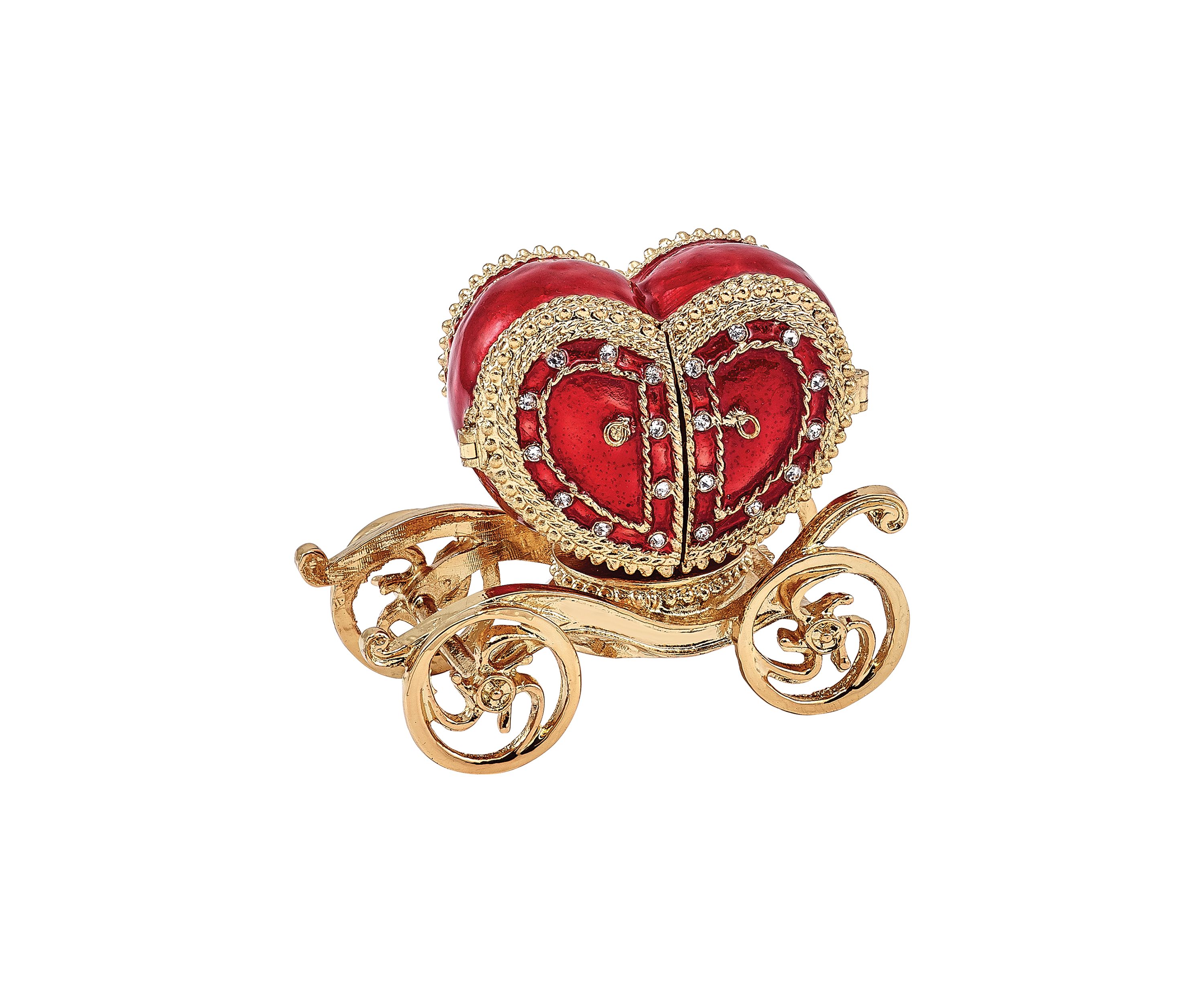 Bejeweled Scarlet Heart Carriage Trinket Box