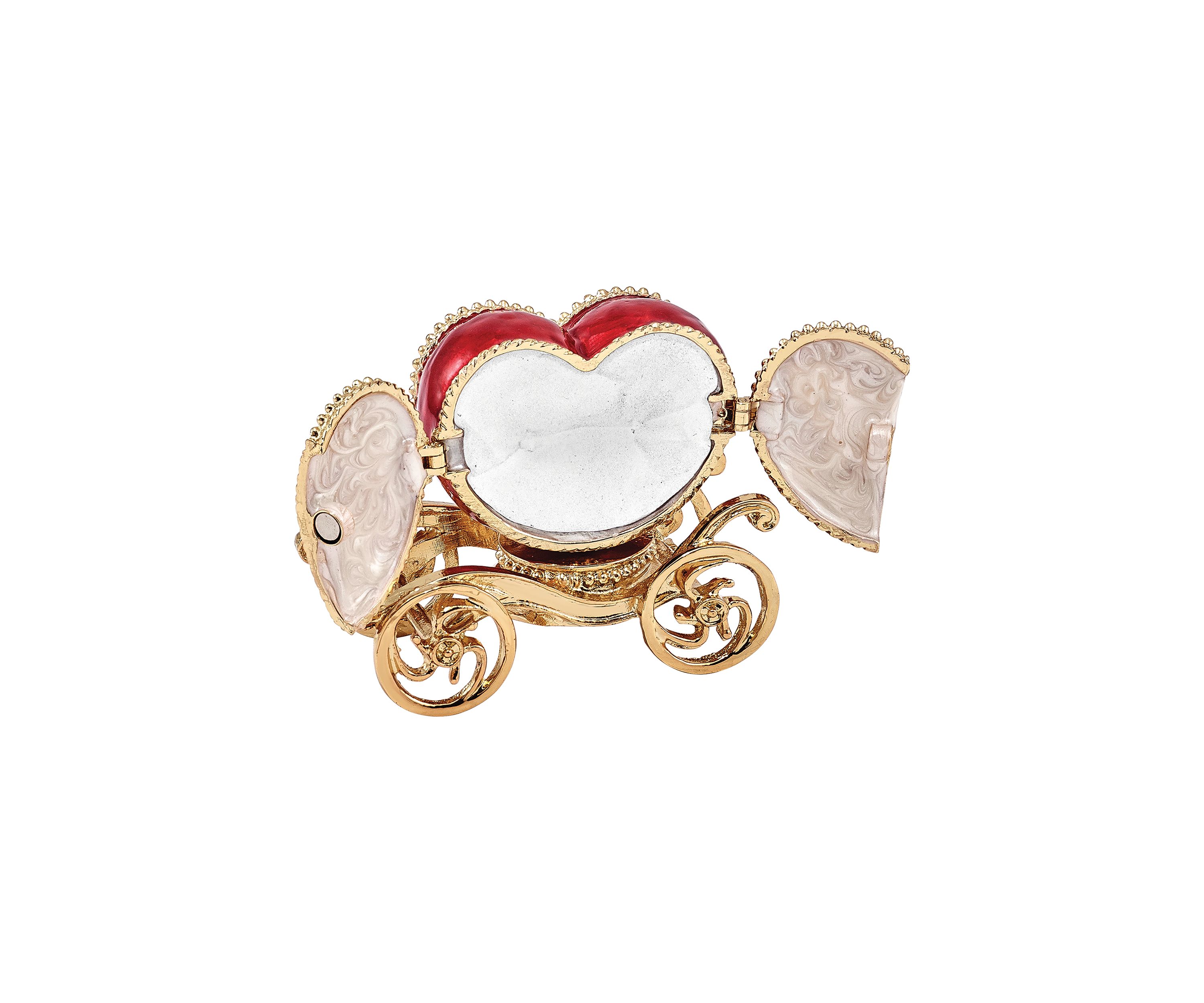 Bejeweled Scarlet Heart Carriage Trinket Box
