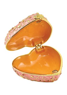 Bejeweled Butterfly Kisses Pink Heart Trinket Box