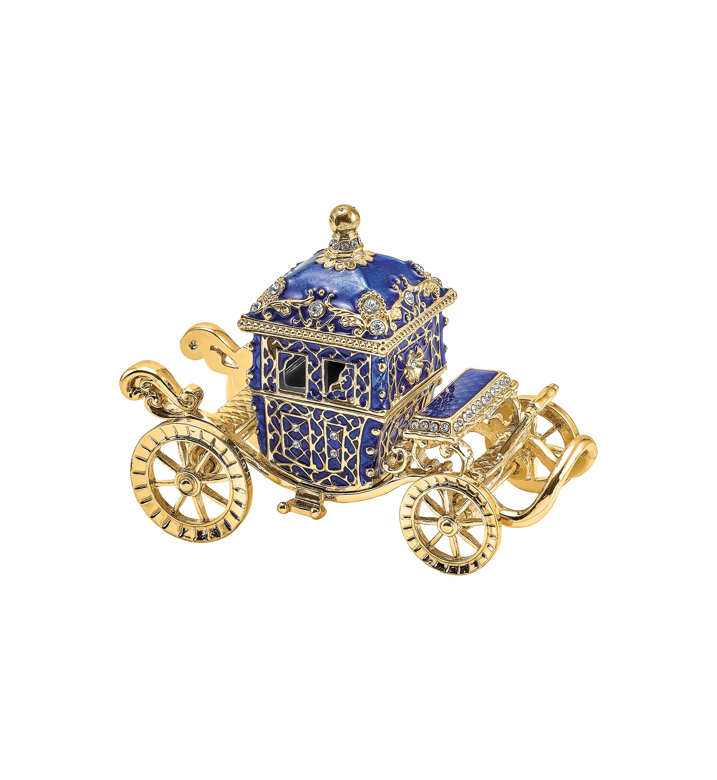 Bejeweled Royal Blue Carriage Trinket Box