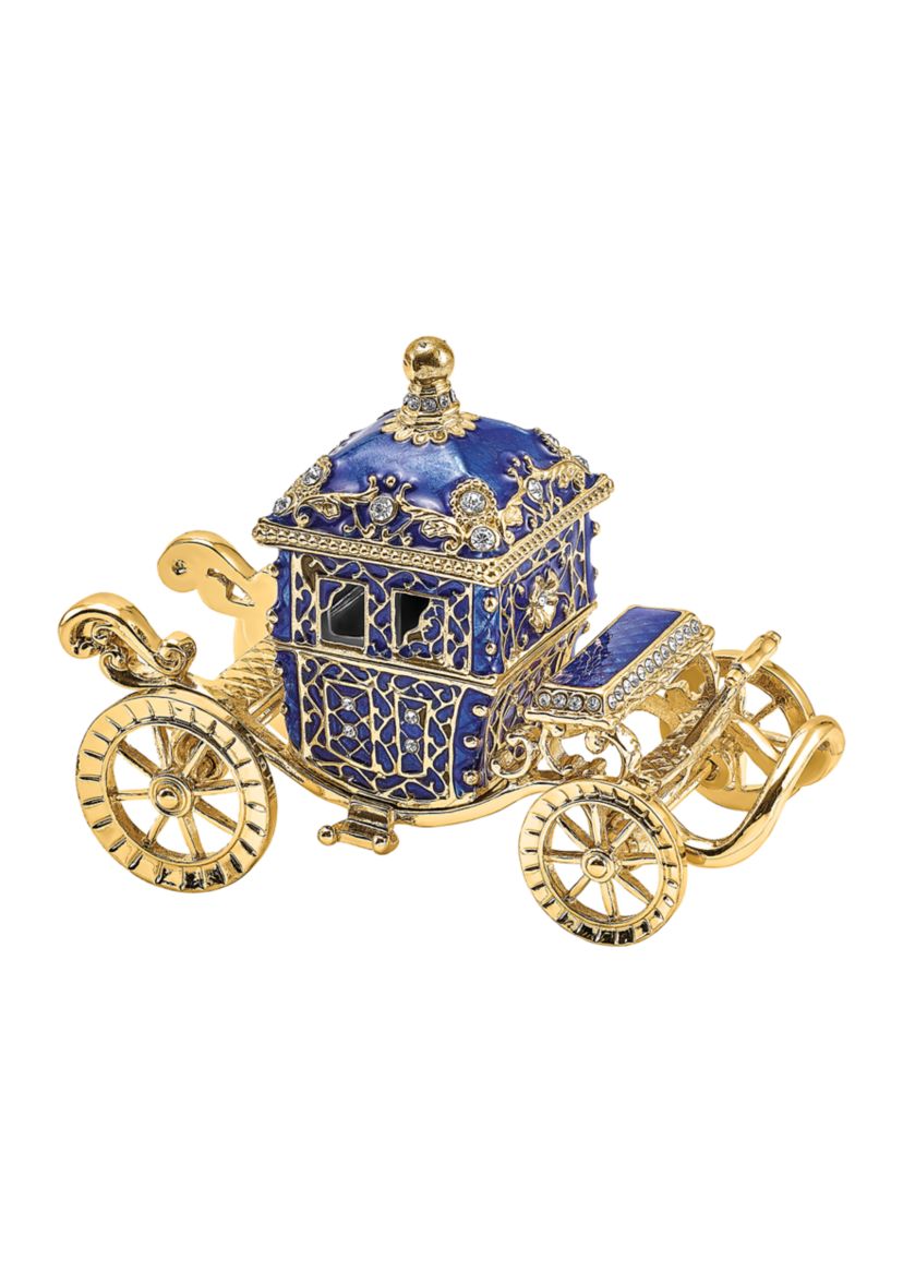 Bejeweled Royal Blue Carriage Trinket Box