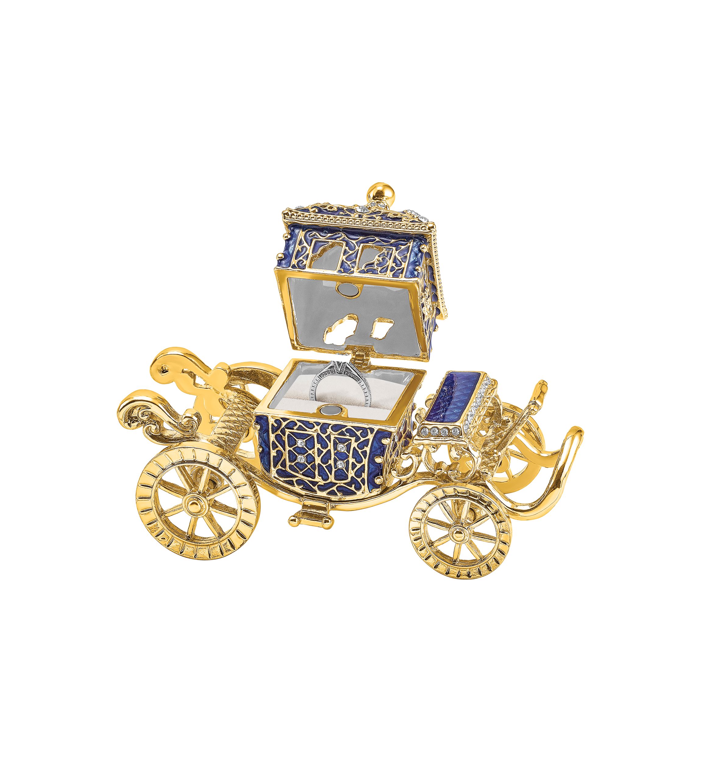 Bejeweled Royal Blue Carriage Trinket Box
