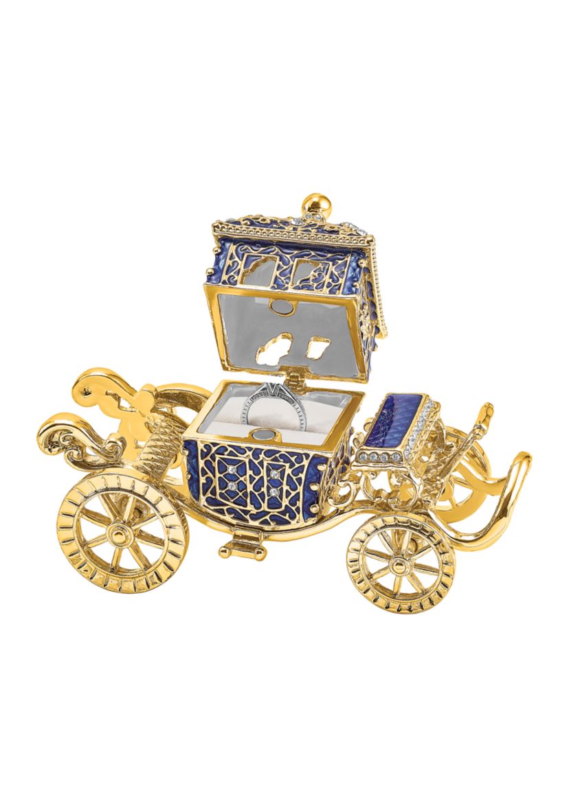 Bejeweled Royal Blue Carriage Trinket Box