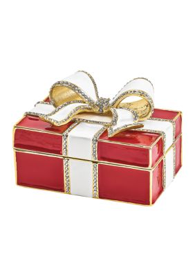 Luxury Giftware by Jere Bejeweled Desire Red Gift Box with Ring Pad Trinket Box