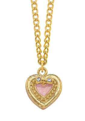 Bejeweled Pearly Pink Heart with Ring Pad Trinket Box