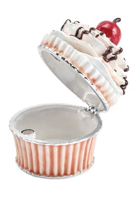 Bejeweled Cherry On Top Cupcake Trinket Box
