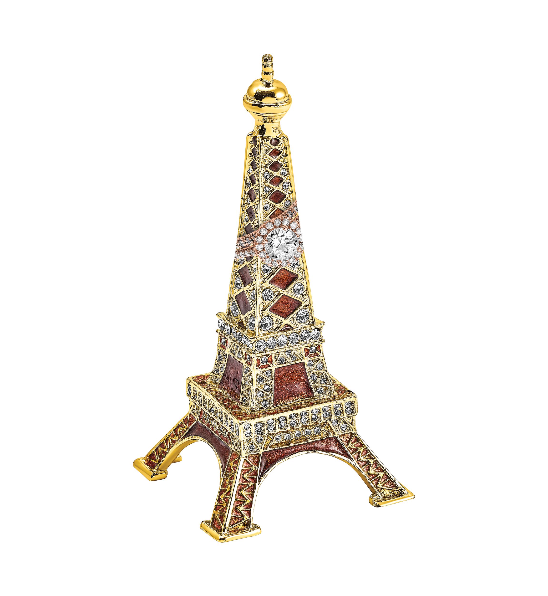 Bejeweled Paris Eiffel Tower Ring Holder Trinket Box