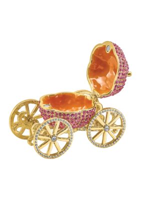 Bejeweled Pink Pumpkin Coach with Ring Pad Trinket Box