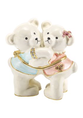 Bejeweled Teddy and Tootsie Bears Trinket Box