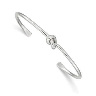 Luxury Giftware by Jere Sterling Silver Polished Knot Bangle, White, 7 in