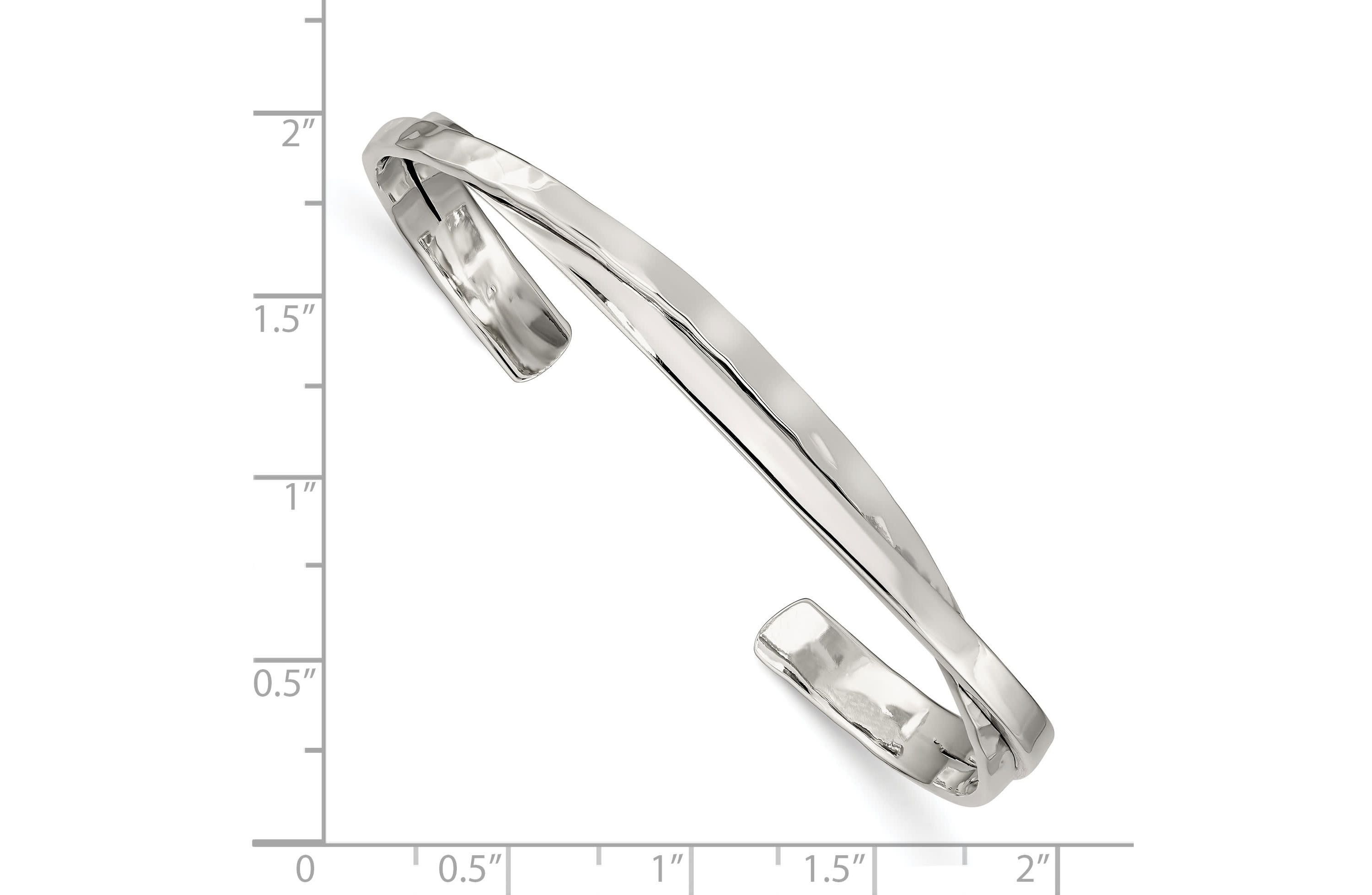 Sterling Silver Rhodium-plated Plain 3mm Hammered Bands Bangle