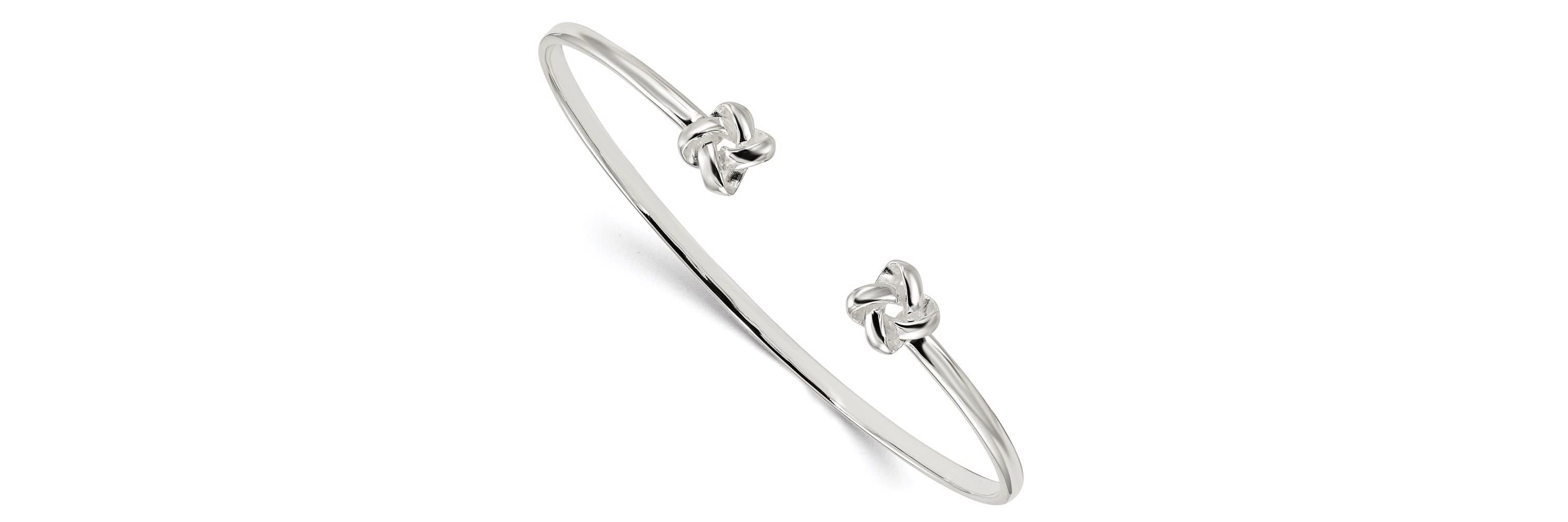 Sterling Silver Polished Love Knot Cuff Bracelet