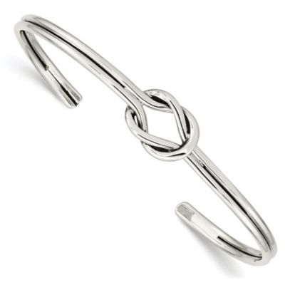 Luxury Giftware by Jere Sterling Silver Knot Bangle, White, 7 in