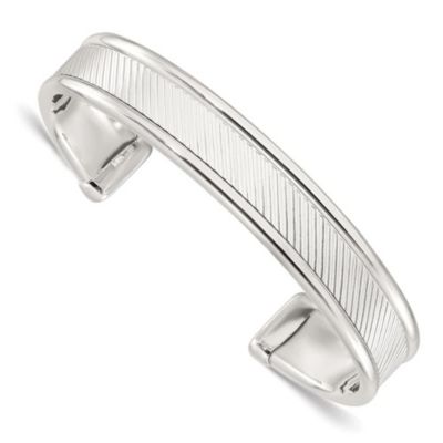 Luxury Giftware by Jere Sterling Silver Polished Textured Cuff Bangle Bracelet