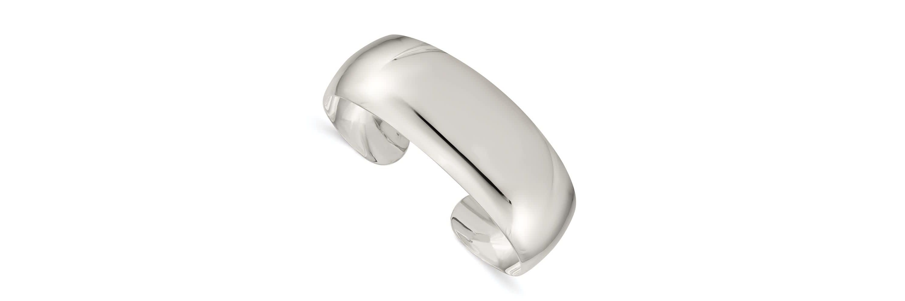 Sterling Silver Solid Polished Plain Cuff Bangle Bracelet