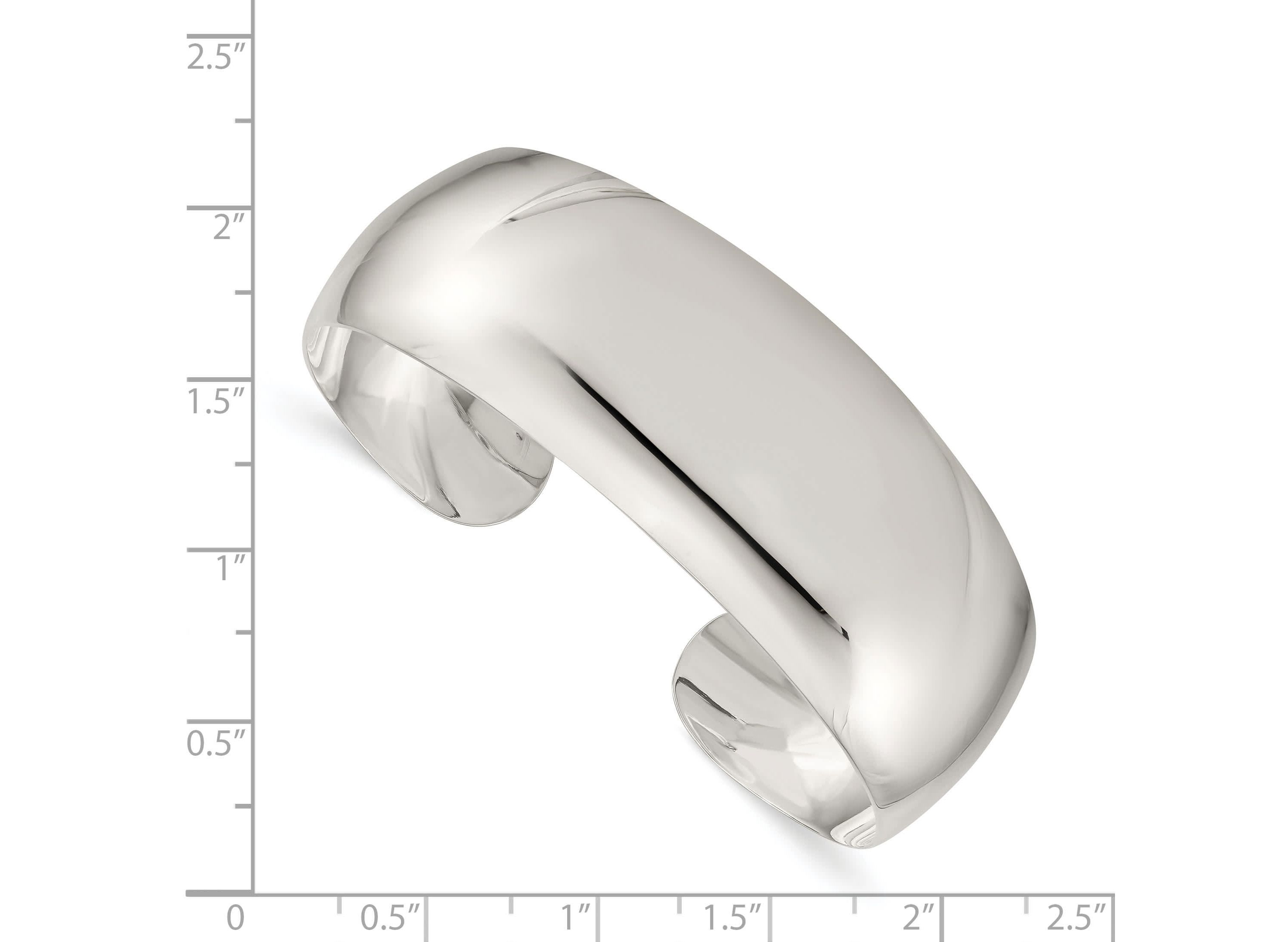 Sterling Silver Solid Polished Plain Cuff Bangle Bracelet