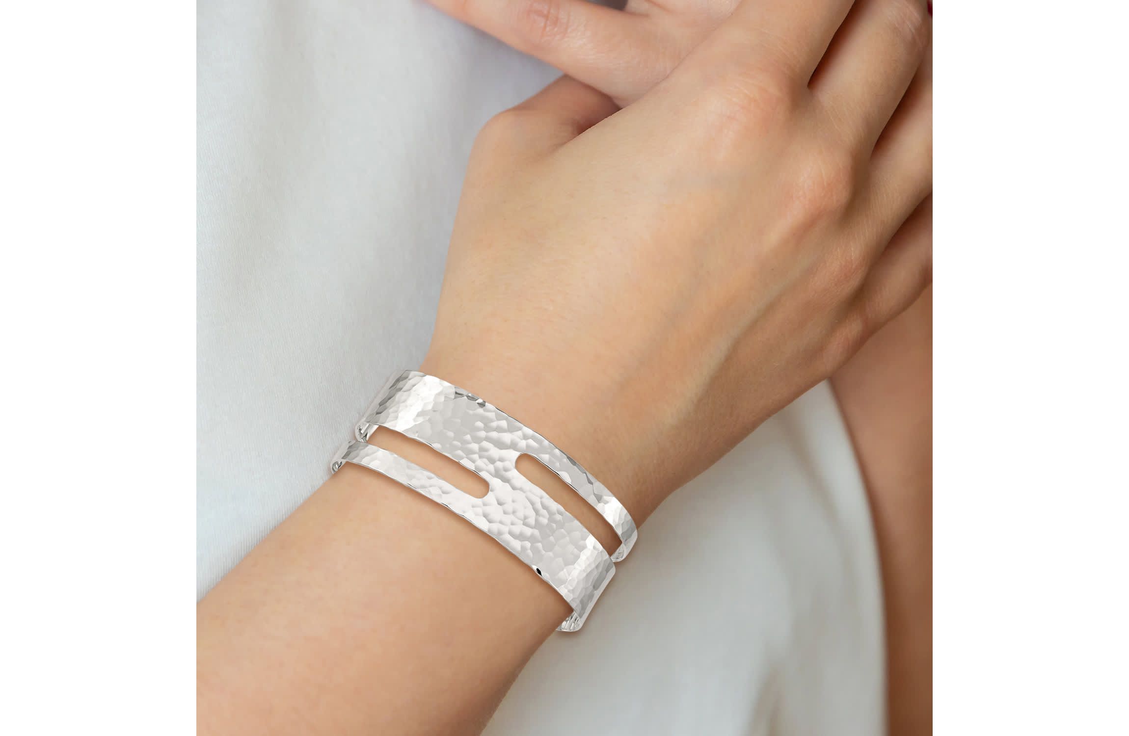 Sterling Silver Solid Polished Hammered Fancy Cuff Bangle Bracelet