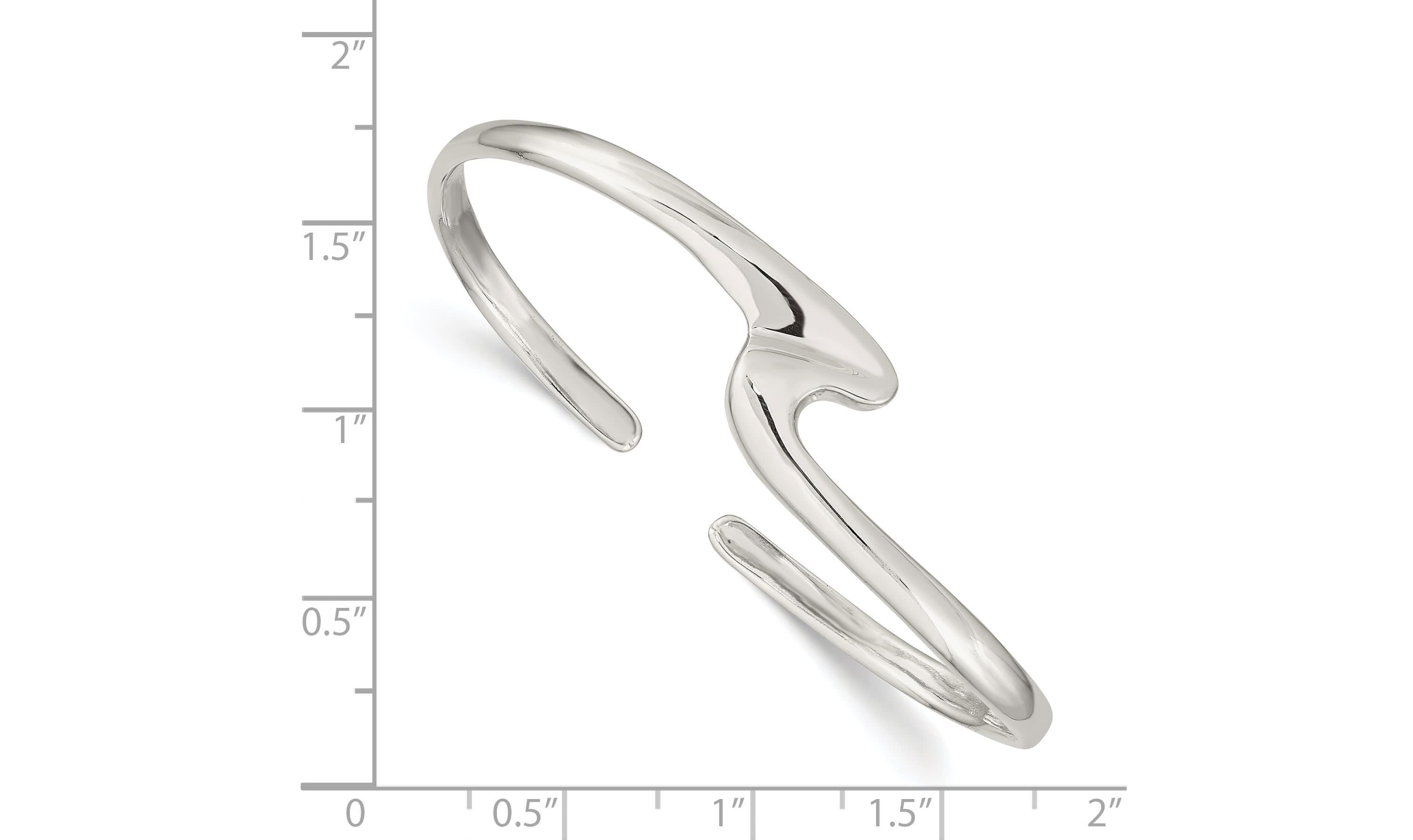 Sterling Silver Polished Fancy Cuff Bangle Bracelet