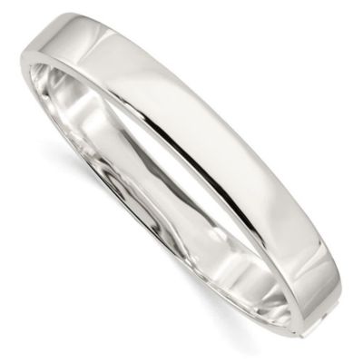 Luxury Giftware by Jere Sterling Silver 9.75mm Hinged Bangle, White, 7 in
