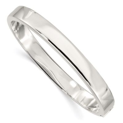 Luxury Giftware by Jere Sterling Silver 8mm Hinged Bangle, White, 7 in