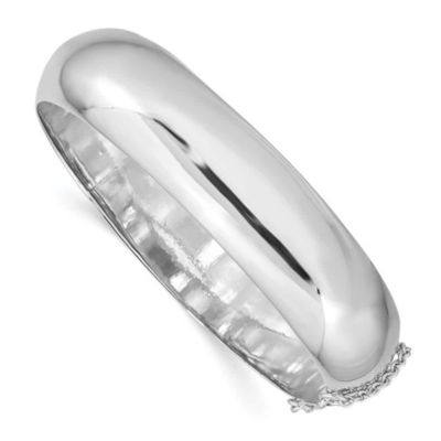 Luxury Giftware by Jere Sterling Silver Rhodium-plated 15mm Fancy Hinged Bangle Bracelet, White, 7 in
