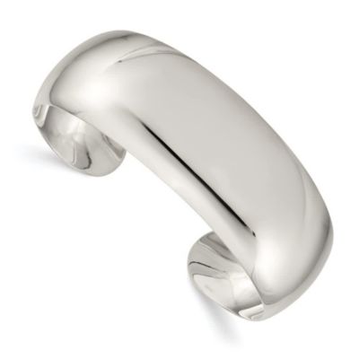 Luxury Giftware by Jere Sterling Silver 21mm Cuff Bangle, White, 7 in
