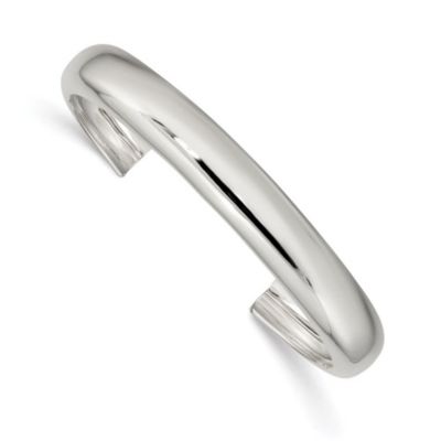 Luxury Giftware by Jere Sterling Silver 9mm Cuff Bangle, White, 7 in