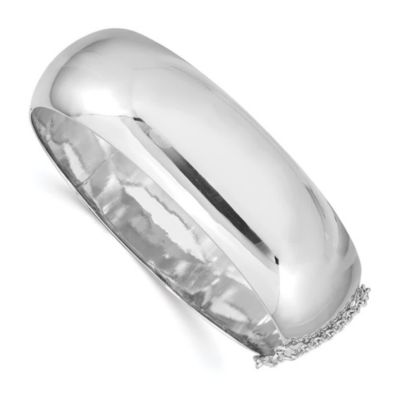 Luxury Giftware by Jere Sterling Silver Rhodium-plated 20mm Fancy Hinged Bangle Bracelet, White, 7.25 in
