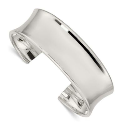 Luxury Giftware by Jere Sterling Silver 20mm Cuff Bangle Bracelet, White, 7 in