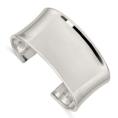 Luxury Giftware by Jere Sterling Silver 30mm Cuff Bangle Bracelet, White, 7 in