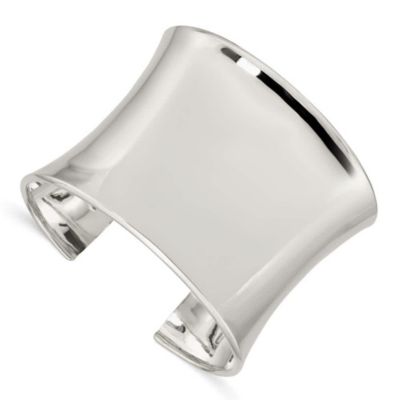 Luxury Giftware by Jere Sterling Silver 50mm Cuff Bangle Bracelet, White, 7 in