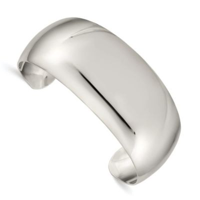 Luxury Giftware by Jere Sterling Silver 28.5mm Cuff Bangle Bracelet, White, 7 in
