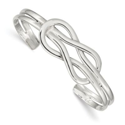 Luxury Giftware by Jere Sterling Silver Knot Design Cuff Bangle, White, 7 in