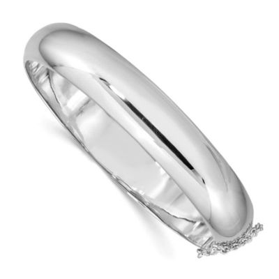Luxury Giftware by Jere Sterling Silver Rhodium-plated 12mm Hinged Bangle Bracelet, White, 7 in