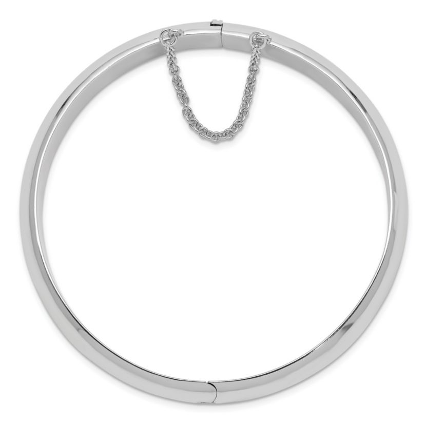 Sterling Silver Rhodium-plated 12mm Hinged Bangle Bracelet