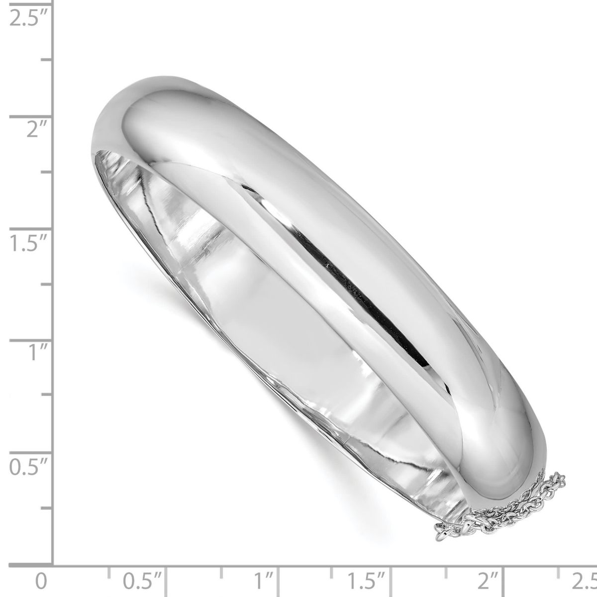 Sterling Silver Rhodium-plated 12mm Hinged Bangle Bracelet