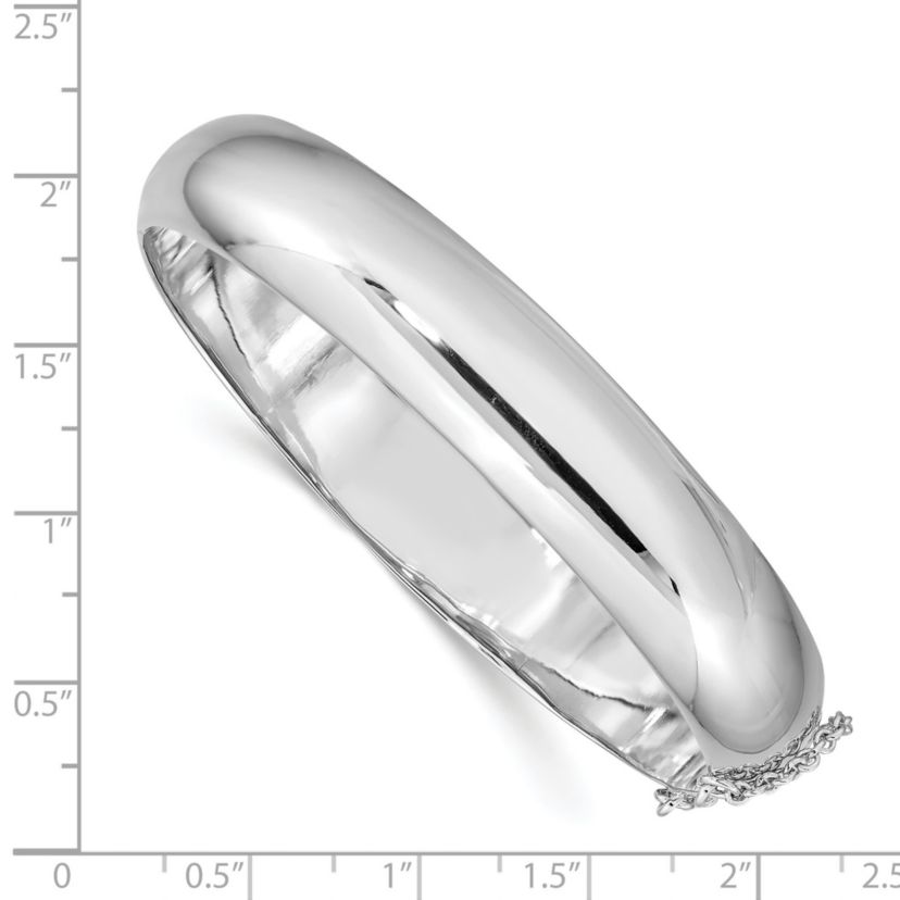 Sterling Silver Rhodium-plated 12mm Hinged Bangle Bracelet